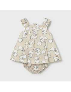 Vestido estampado con lino recién nacida 2