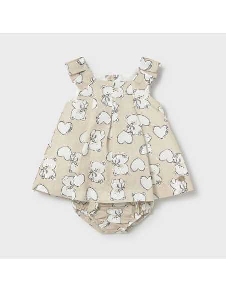 Vestido estampado con lino recién nacida