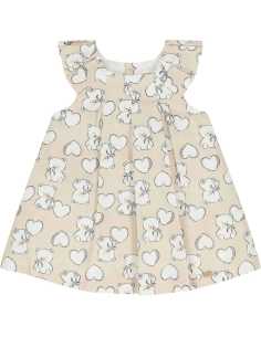 Vestido estampado con lino recién nacida