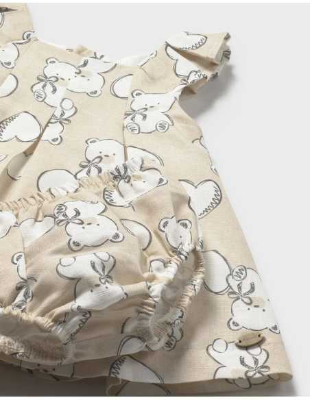 Vestido estampado con lino recién nacida