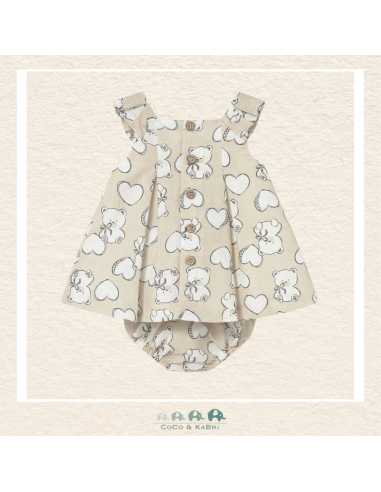 Vestido estampado con lino recién nacida