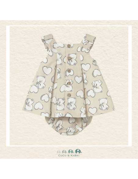 Vestido estampado con lino recién nacida