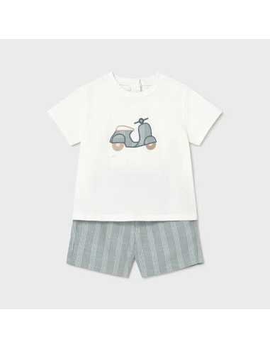 Conjunto bermuda y camiseta con lino bebé