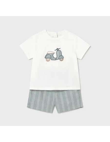 Conjunto bermuda y camiseta con lino bebé