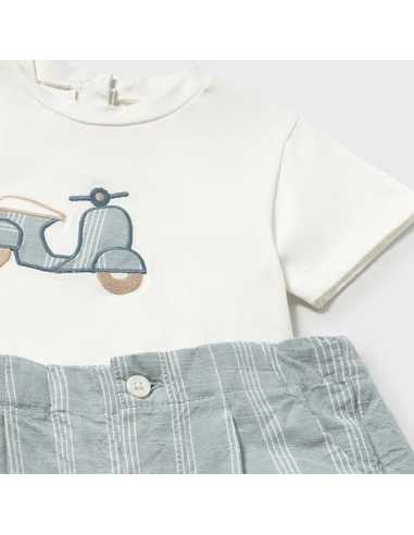 Conjunto bermuda y camiseta con lino bebé
