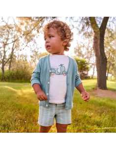 Conjunto bermuda y camiseta con lino bebé