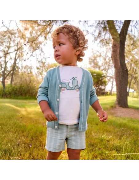 Conjunto bermuda y camiseta con lino bebé