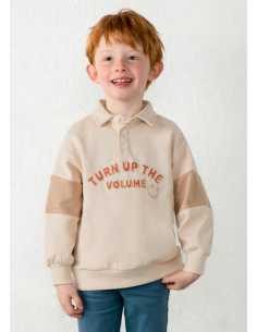 Sudadera cuello polo bandas niño