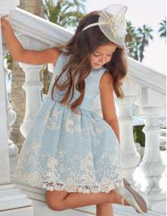 VESTIDO ORGANZA BORDADA FLORES