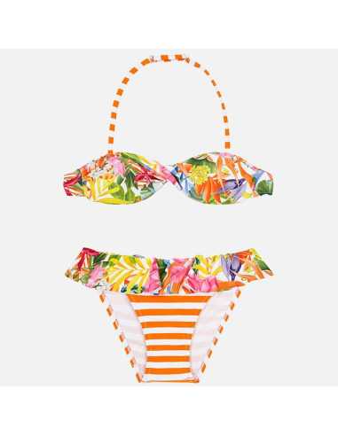 Bikini estampado combinado niña