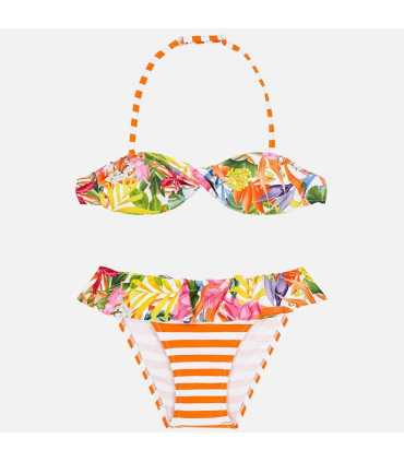 Bikini estampado combinado niña
