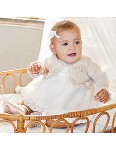 Vestido tul bordado y brillantina bebé recién nacida