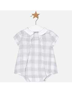 Pelele cuadros lino bebé recién nacido 2