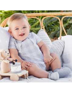 Pelele cuadros lino bebé recién nacido