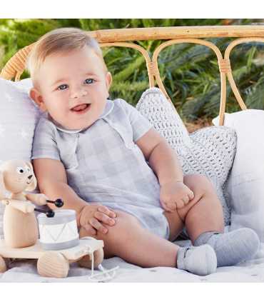 Pelele cuadros lino bebé recién nacido